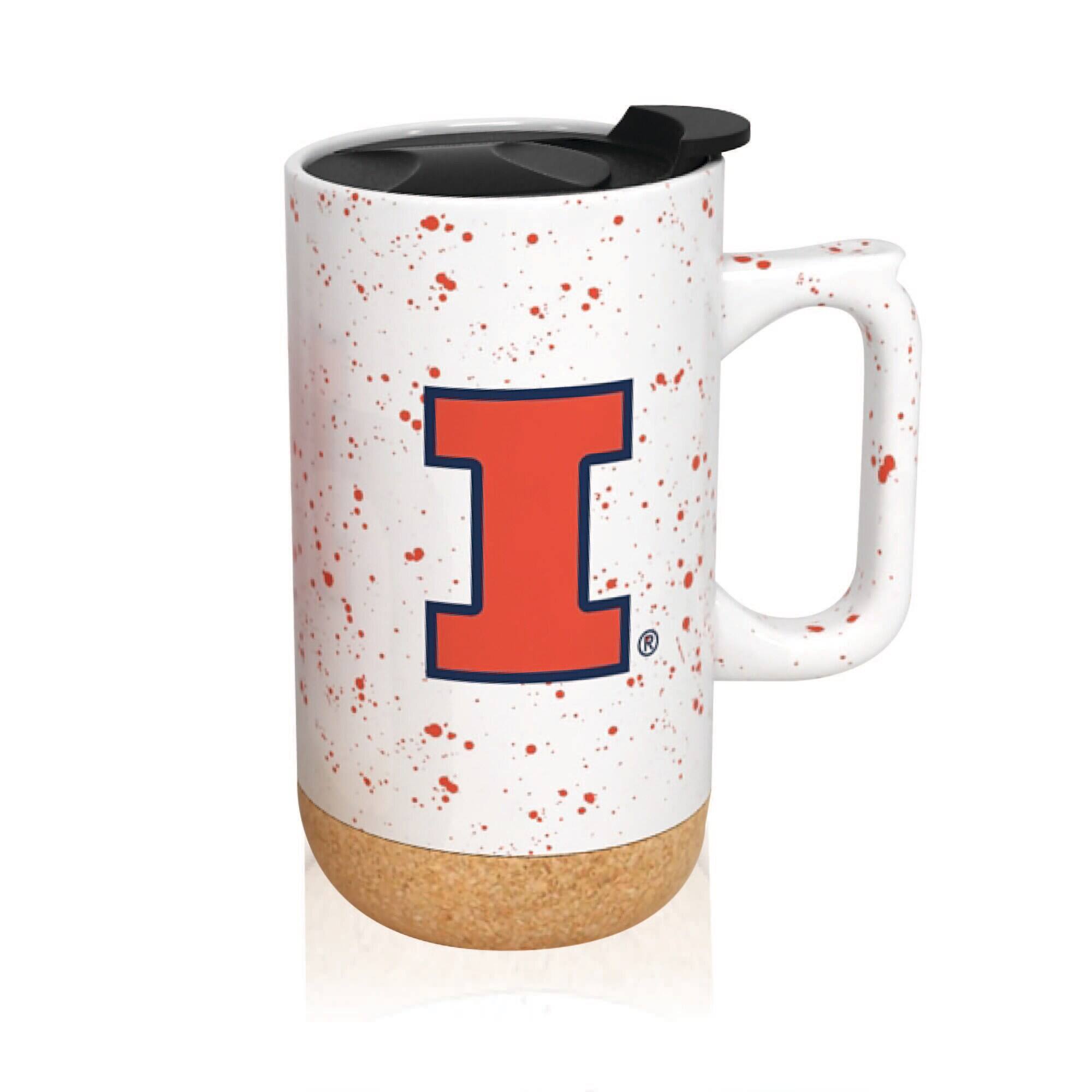 Alt View 1. Indigo Falls - Illinois Fighting Illini 18oz. Speckle Cork Mug - Cream.