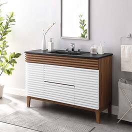 Modway - Render 48" Bathroom Vanity with Black Basin Included - White Walnut Black