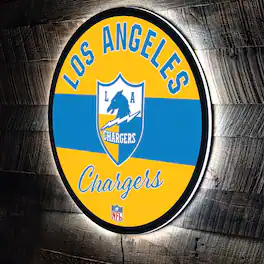 Evergreen Enterprises - Los Angeles Chargers 23" LED Retro Logo Round Wall Sign - Multicolor