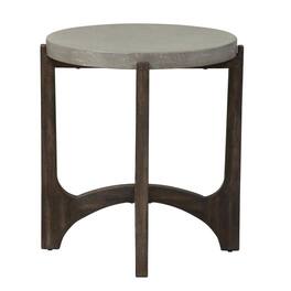 Starlight Canyon Home - Farmhouse End Table, Eucalyptus & Birch with Concrete Composite Top - Brown