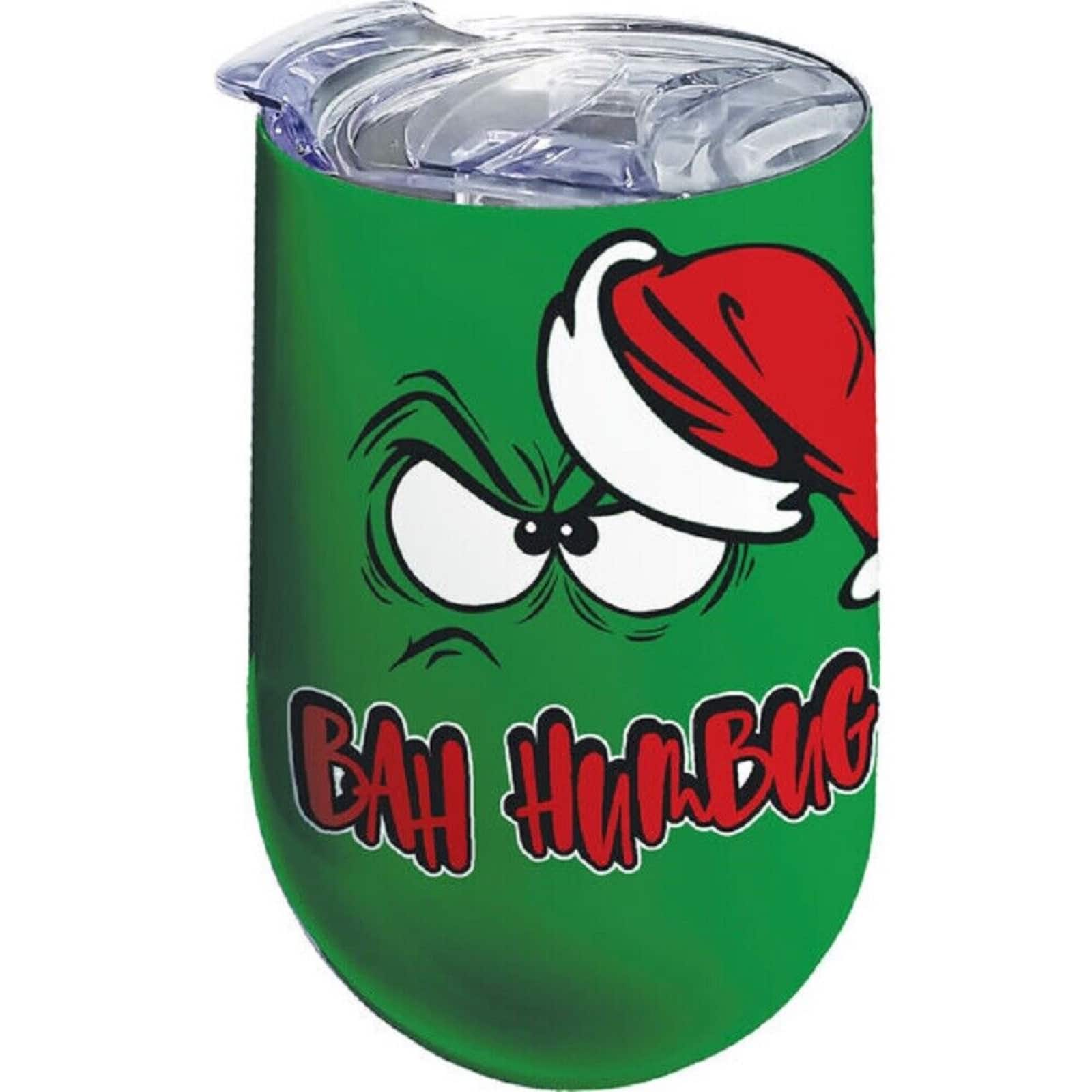 Spoontiques - Bah Humbug Christmas Stainless Steel Double Wall Insulated Wine Tumbler 16 ounce - Green price history on PriceWatchPro