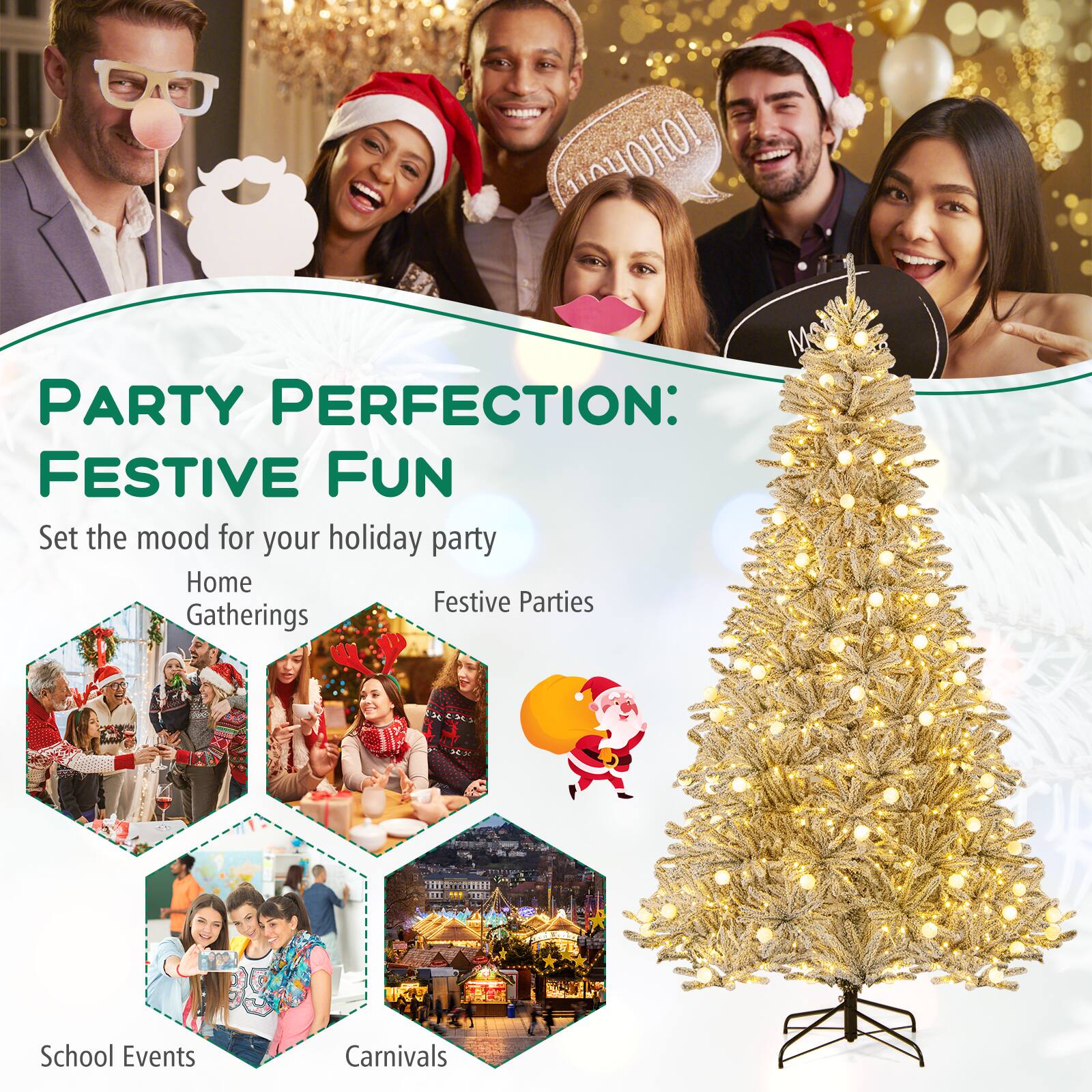 PARTY PERFECTION:  
FESTIVE FUN  
Set the mood for your holiday party  
Home Gatherings  
Festive Parties  
School Events  
Carnivals