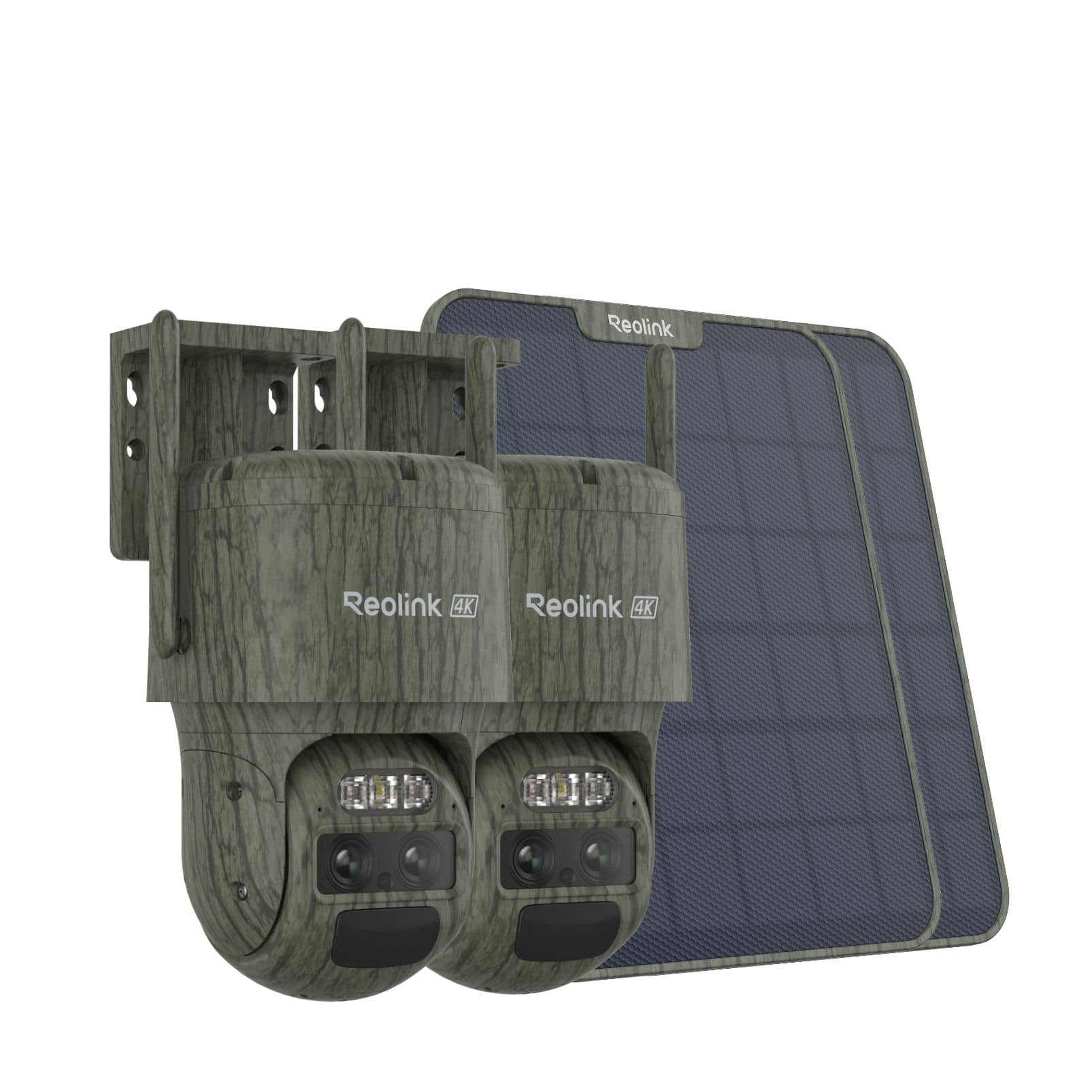 Reolink - 2Pcs TrackMix LTE-C 4G Dual-Lens 4K 8MP Battery Solar Security Camera Auto-Zoom Track, Person/Car/Pet Detection - Camouflage