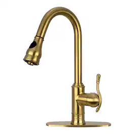 Solid Brass Single Handle Kitchen Faucet with Pull Down Sprayer