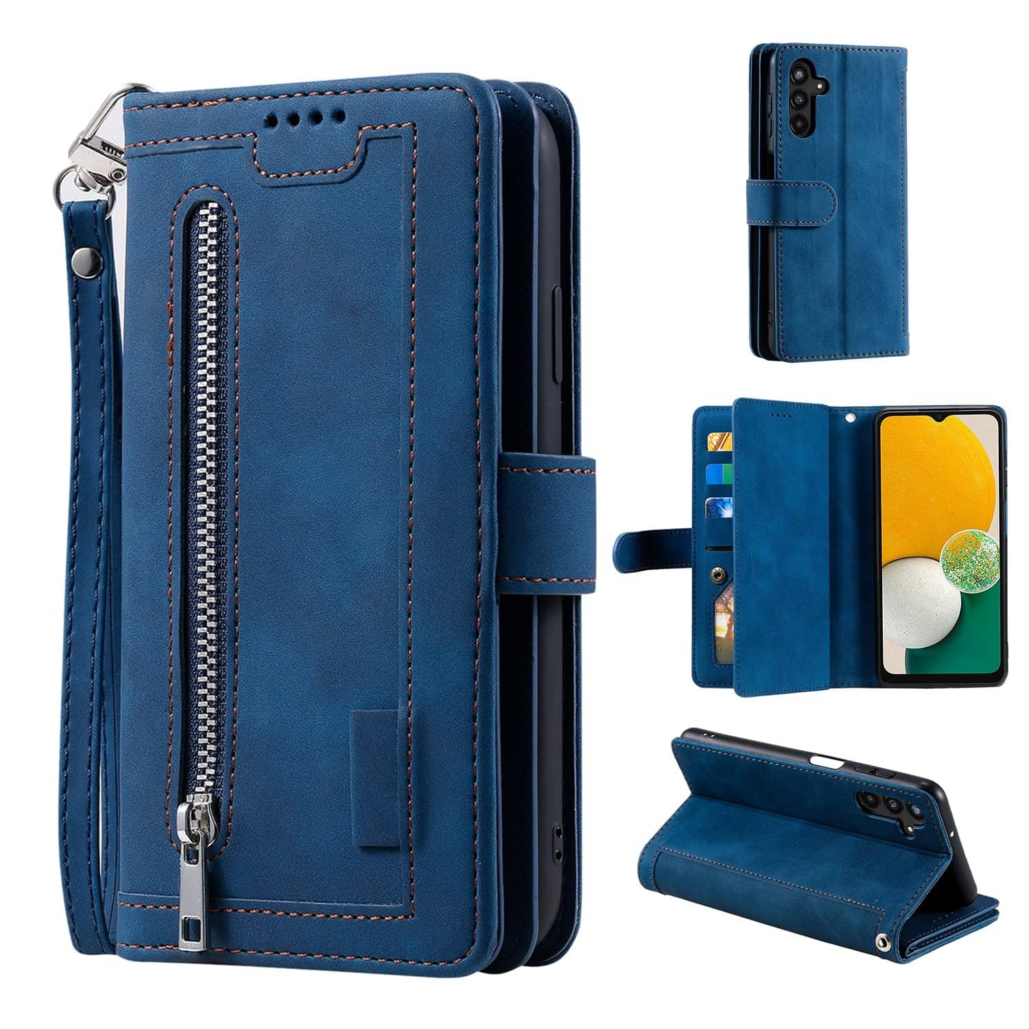 UUCOVER - Magnetic Flip Wallet Case for Samsung Galaxy A16 4G/5G with Card Cash Slots, Zipper Pocket and Wrist Strap, Stand Cover - Darkblue price history on PriceWatchPro