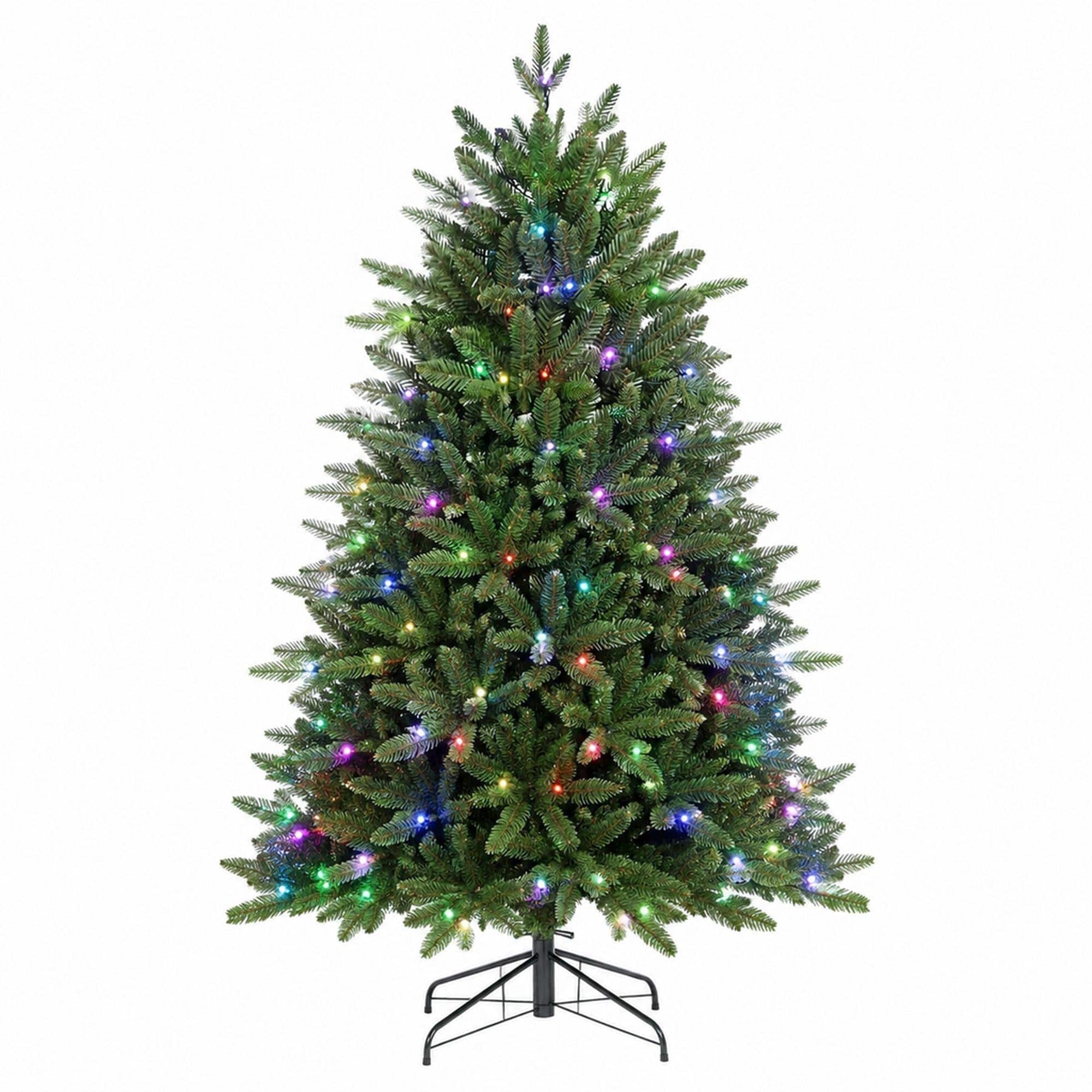 RYHNUYNE - 7FT Multicolor Pre-Lit Christmas Tree, 340 RGB LED Lights 50 Functions 2126 PE/PVC Tips Easy Setup Party Decor - Green