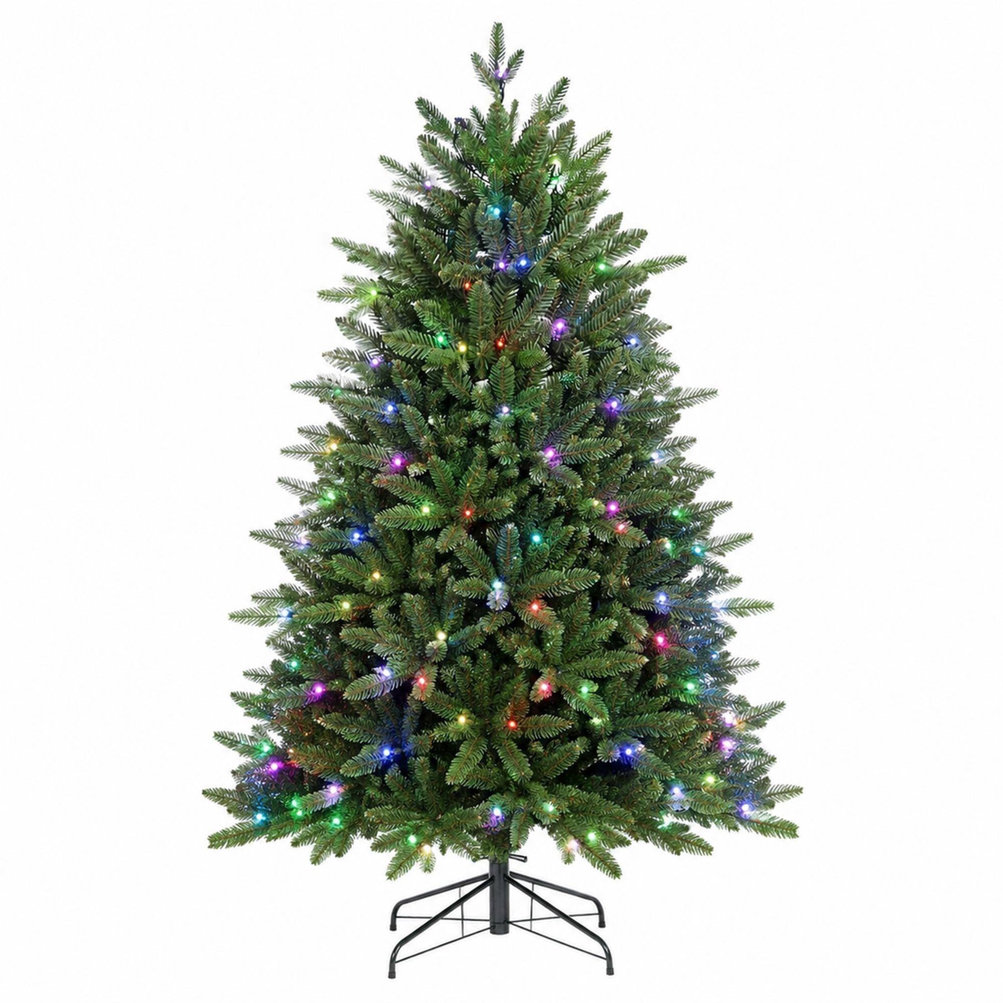 Front. RYHNUYNE - 7FT Multicolor Pre-Lit Christmas Tree, 340 RGB LED Lights 50 Functions 2126 PE/PVC Tips Easy Setup Party Decor - Green.
