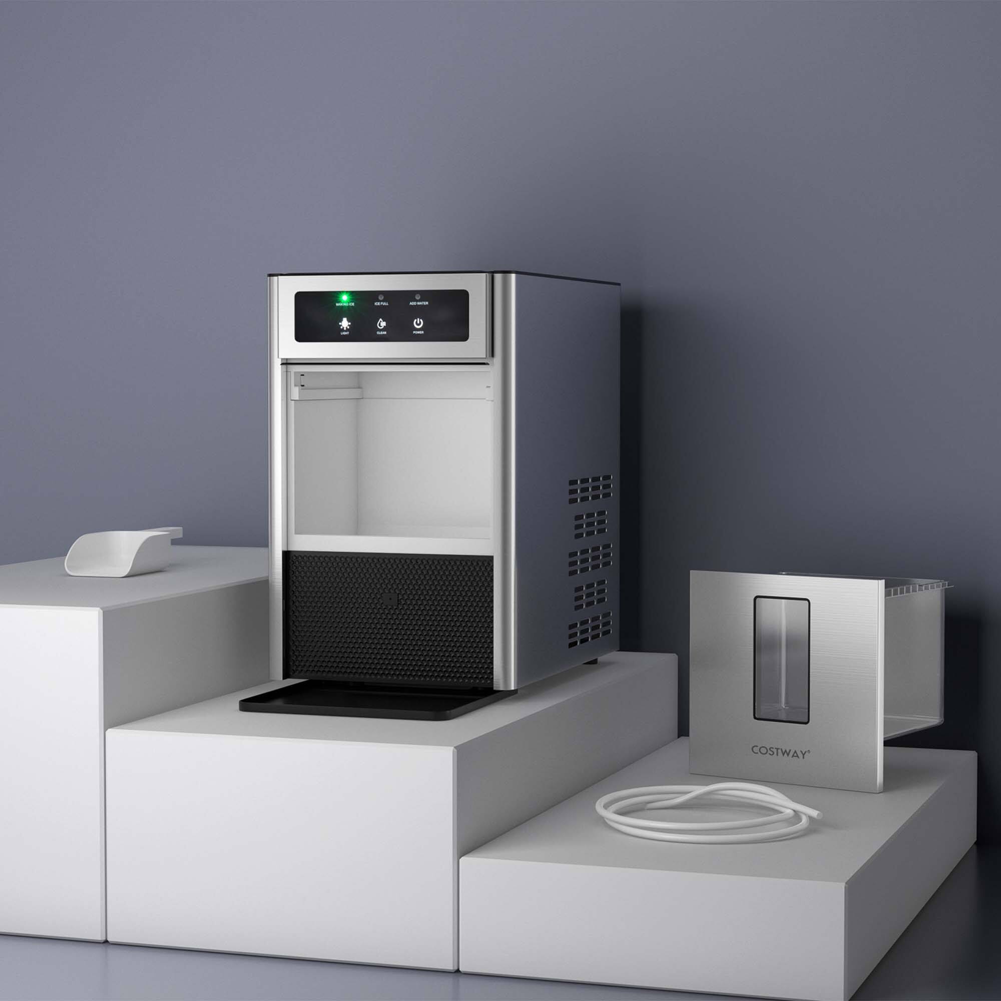 Alt View 13. Costway - Countertop Nugget Ice Maker with Self-Cleaning Function Manual & Auto Water Refill - Silver/Black.