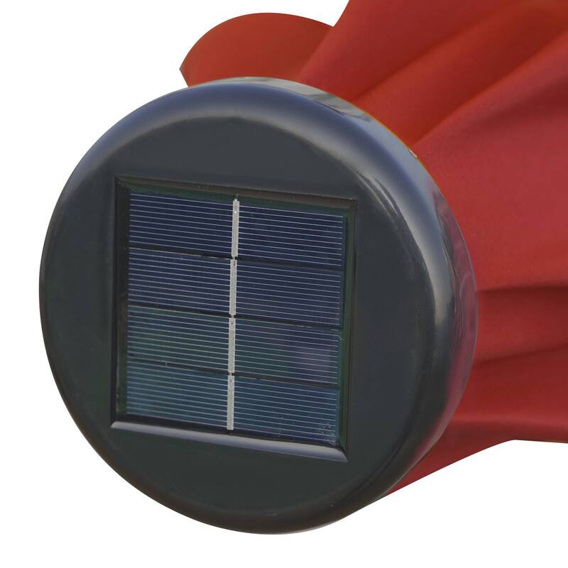 Alt View 4. LeisureMod - Sierra Outdoor Solar Powered LED Umbrella with Rust Resistant Aluminum Frame and Plastic Base - Red.