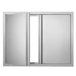 VEVOR - BBQ Access Door, 31W x 24H Inch Double Outdoor Kitchen Door, Stainless Steel Flush Mount Door, Wall Vertical Door - Stainless Steel Color