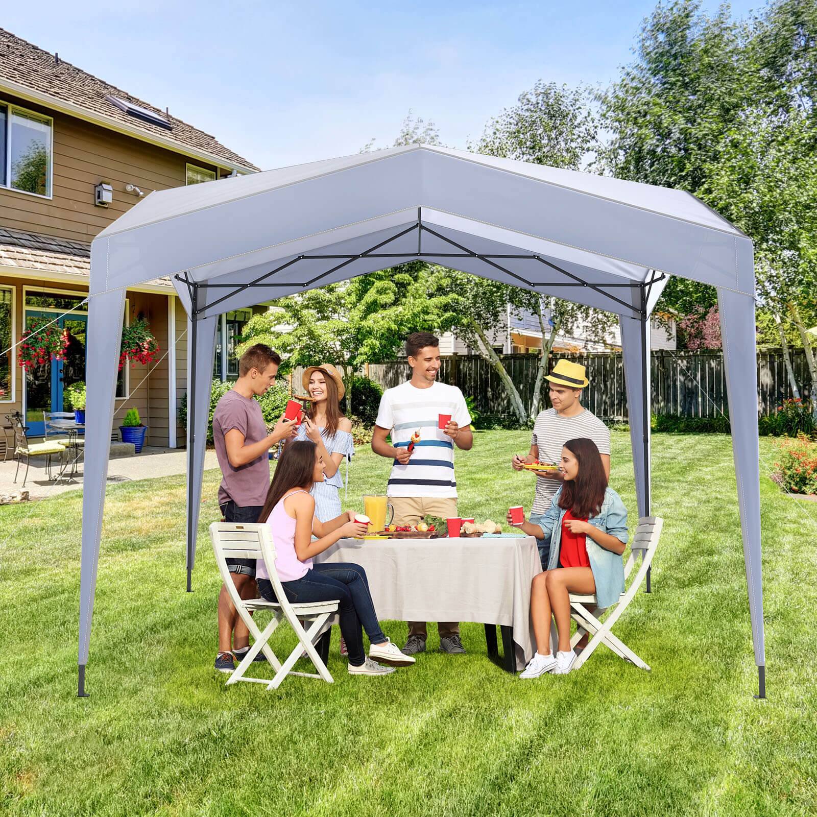 Alt View 4. Costway - Costway 10 x 10 FT Outdoor Pop up Canopy Tent with Higher Top Roller Bag Adjustable Height - White.