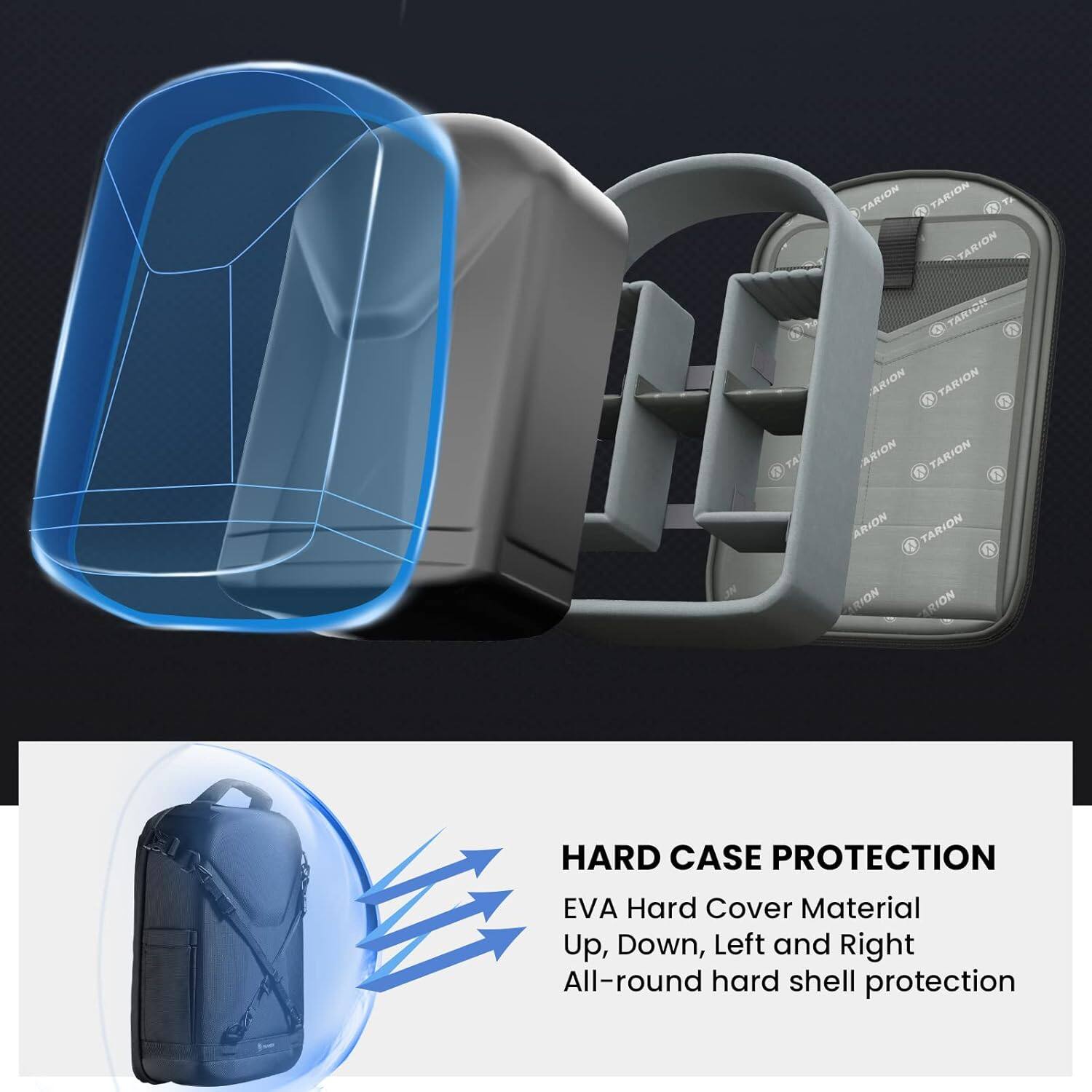 HARD CASE PROTECTION  
EVA Hard Cover Material  
Up, Down, Left and Right  
All-round hard shell protection