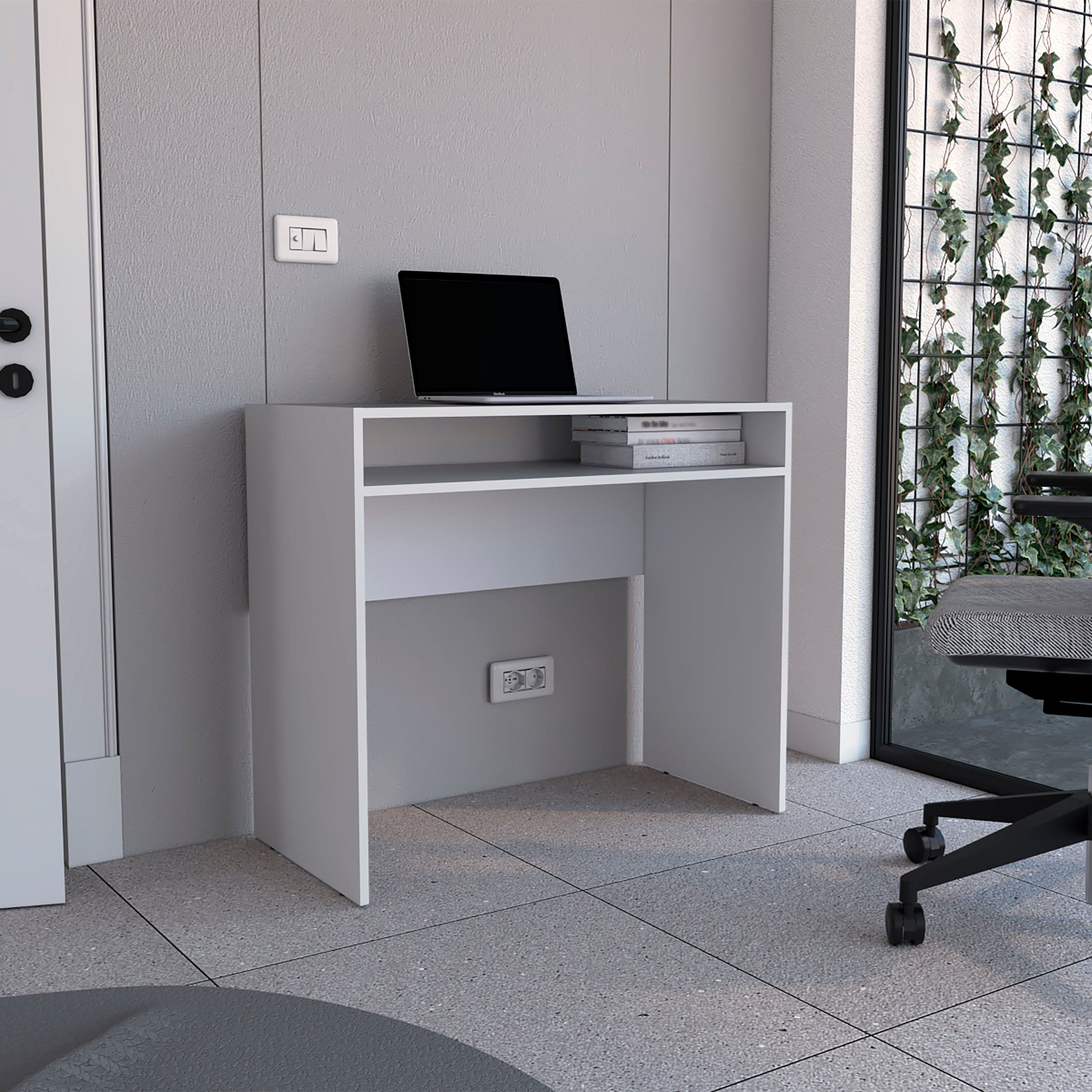 TuHome - Stella 35" Wide Writing Desk With Shelf - White