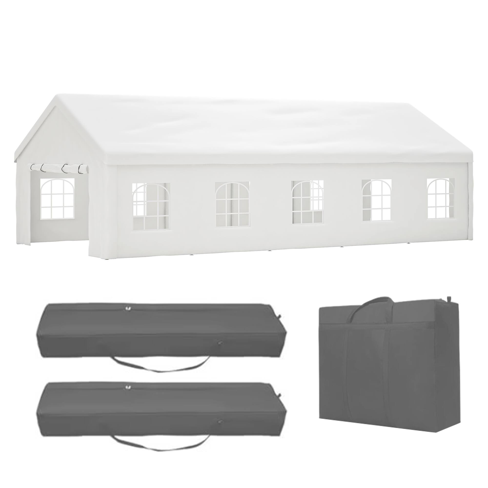 Left. APRILSOUL - 16x32FT Party Tent Heavy Duty Wedding Shelters 3 Storage Bags Removable Sidewalls Outdoor Canopy Gazebo Commercial - White.