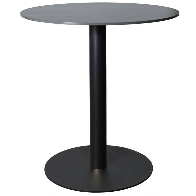 LeisureMod - Vail 27 Inch Round Dining Table with Stone Top and Metal Base, Modern Small Kitchen Bistro Accent Table - Black