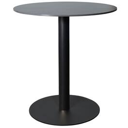 LeisureMod - Vail 27 Inch Round Dining Table with Stone Top and Metal Base, Modern Small Kitchen Bistro Accent Table - Black