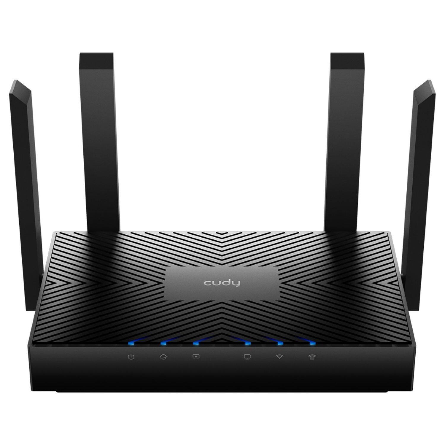 Cudy - AX3000 Dual Band Wi-Fi 6 Wireless Gigabit Internet Mesh Router WR3000 for Home, Open VPN, MU-MIMO, 1.3GHz Dual-Core - Black