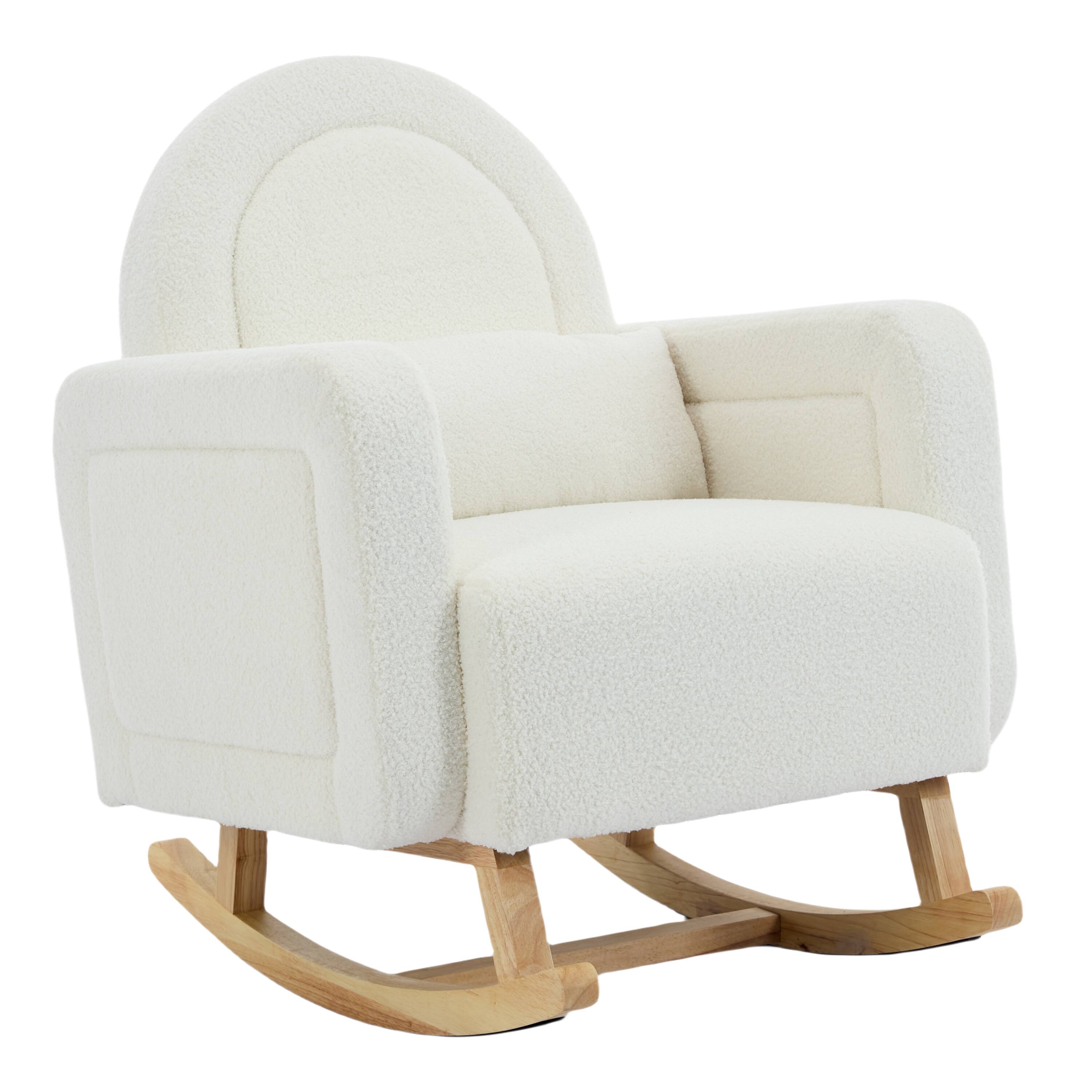 Alt View 7. GOODSILO - Accent Rocking Chair with Pillow, Ultimate Comfort for Your Home, Teddy Velvet - Cream White.