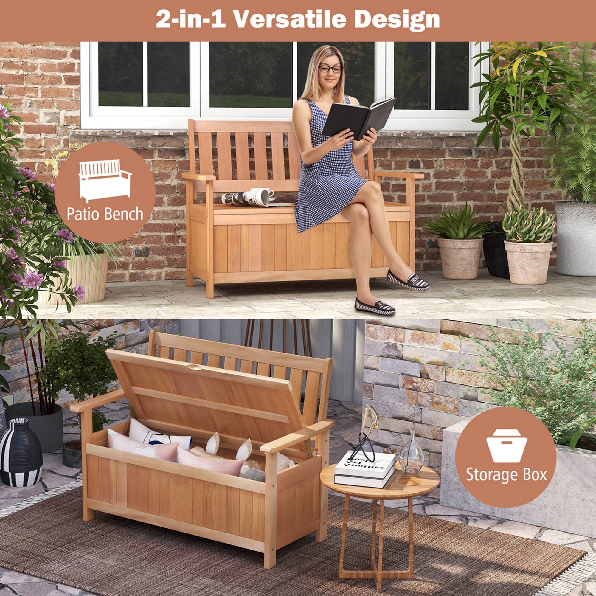2-in-1 Versatile Design

Patio Bench

Storage Box