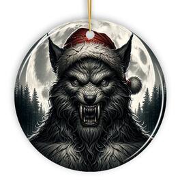 OrnamentallyYou - Ferocious Werewolf with Santa Hat Ornament Terrifying Holiday Gift for Halloween Lovers - Multi-colored
