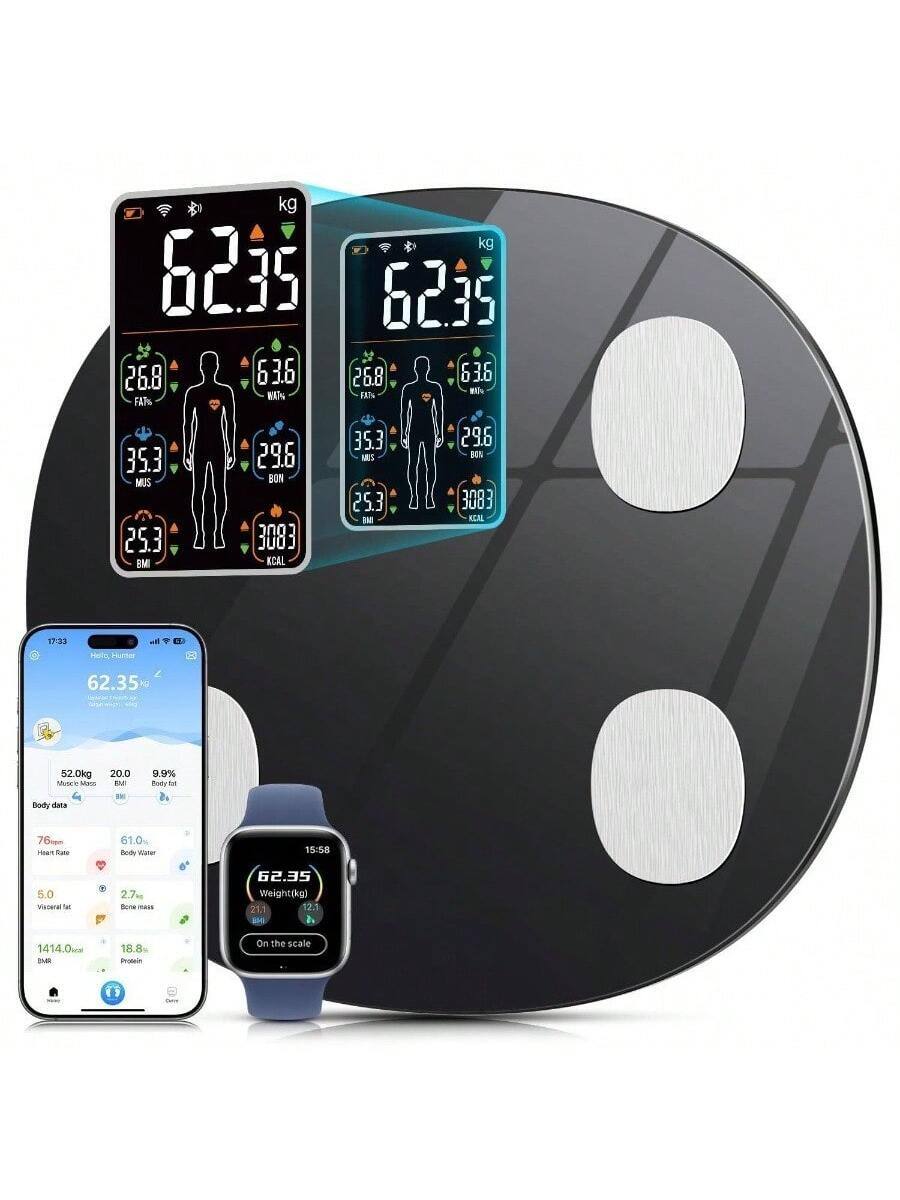 Stamp n Camp - Digital scale tempered glass platform, BMI tracking perfect for weight management, Advanced Technology - Black