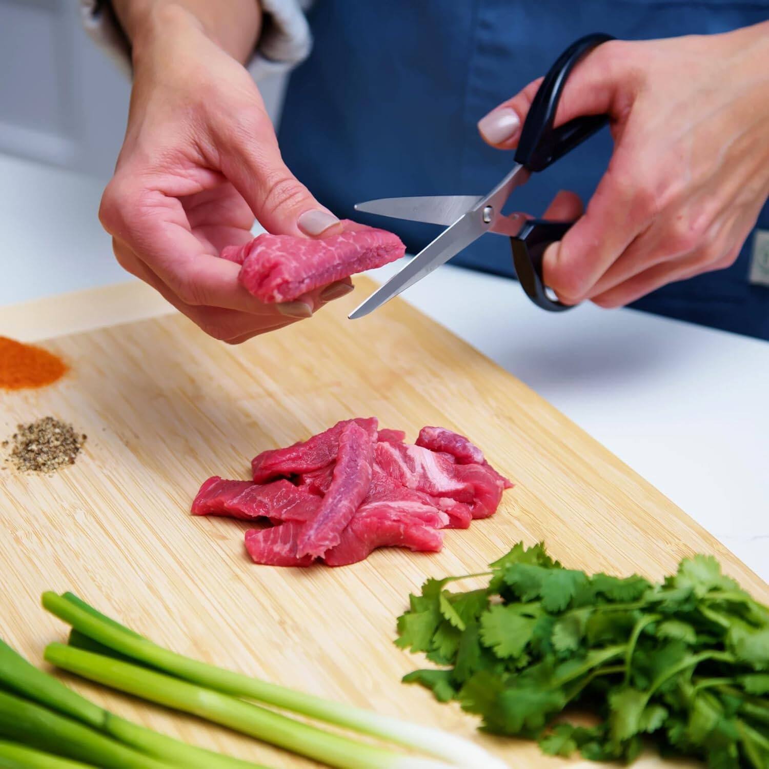 Alt View 5. Escali - Joyce Chen Deluxe Unlimited Kitchen Scissors, 8" w/ Dark Navy Handles - Dark Navy.