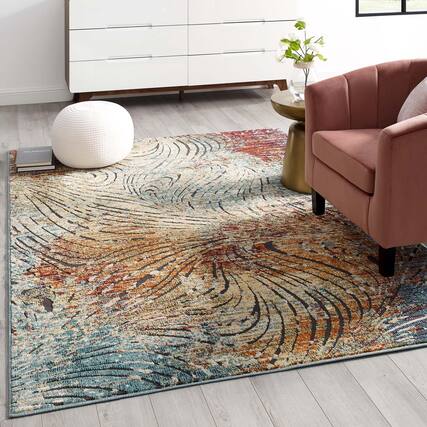 Front. Modway - Tribute Ember Contemporary Modern Vintage Mosaic Area Rug - Multicolored.