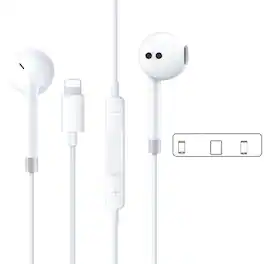 BEARSOLIM - Lightning In-ear Earphones with Lightning Connector, for iPhone with Remote to Control Music, Phone Calls, and Volume