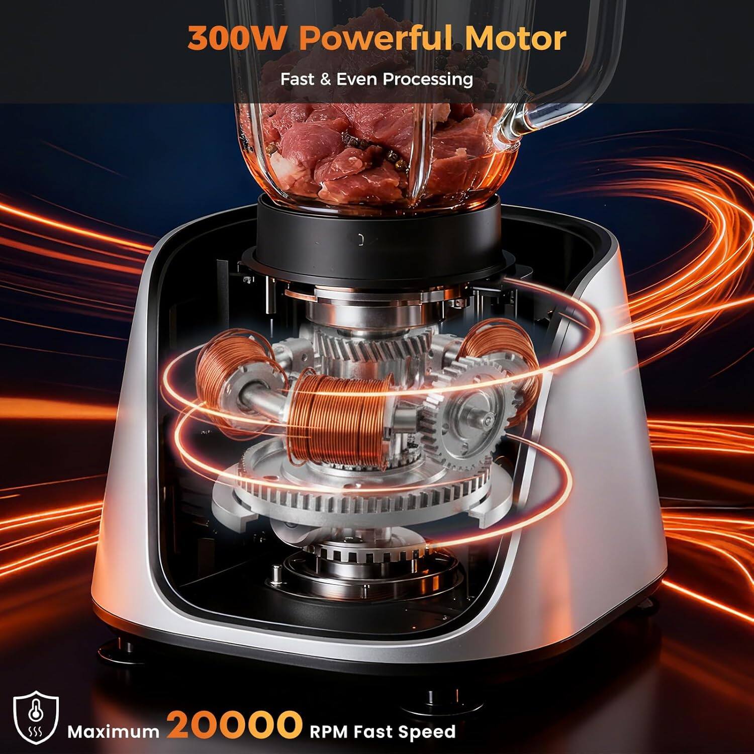 300W Powerful Motor  
Fast & Even Processing  

Maximum 20000 RPM Fast Speed