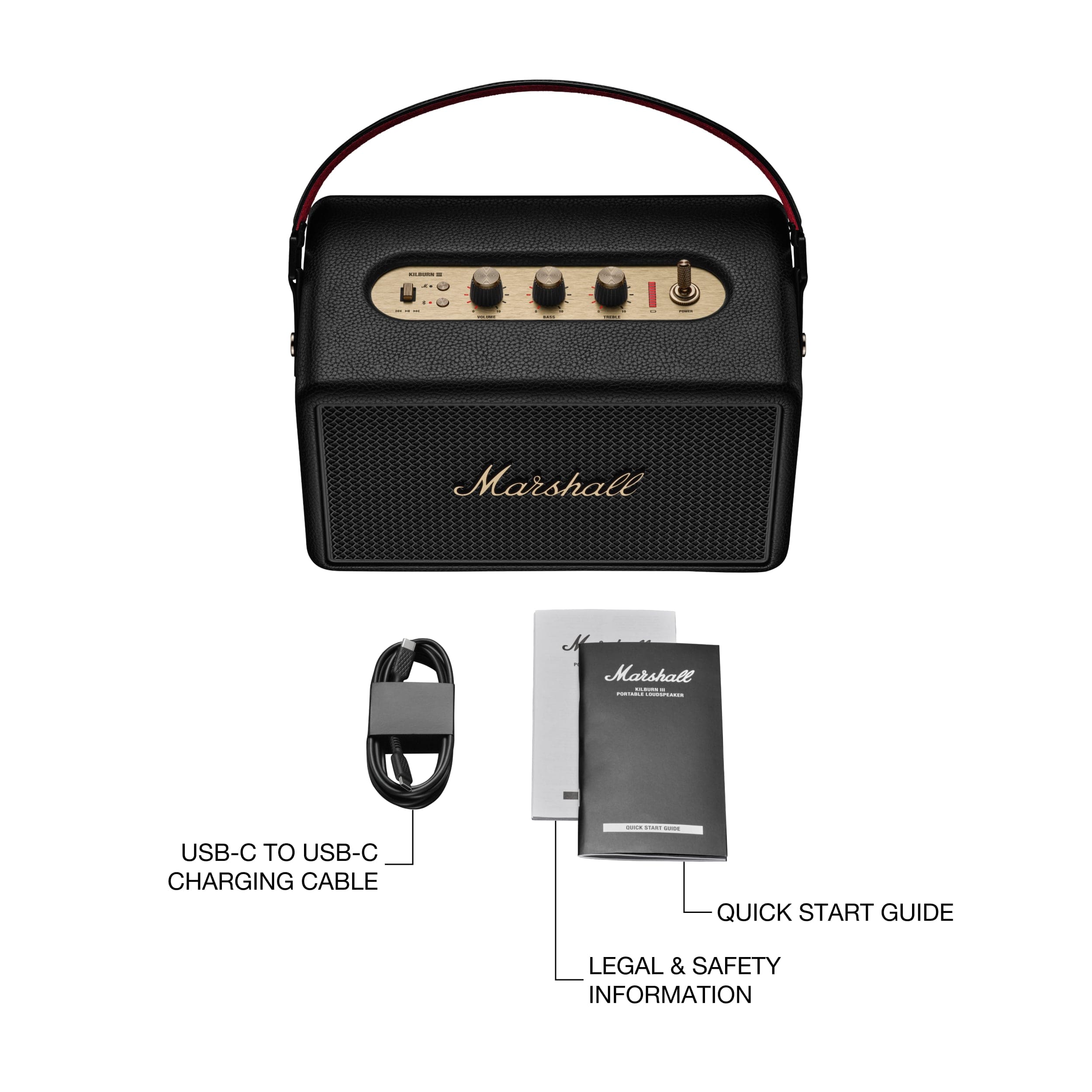 Marshall Kilburn III Portable Bluetooth Speaker Black and