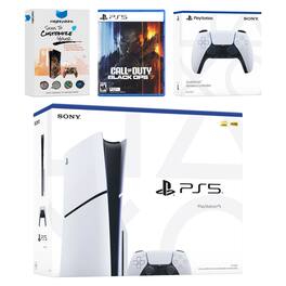 PlayStation 5 Slim Disc Bundle with Call of Duty Black Ops 7 Game, MightySkins Code and Extra Controller - Glacier - PlayStation 5