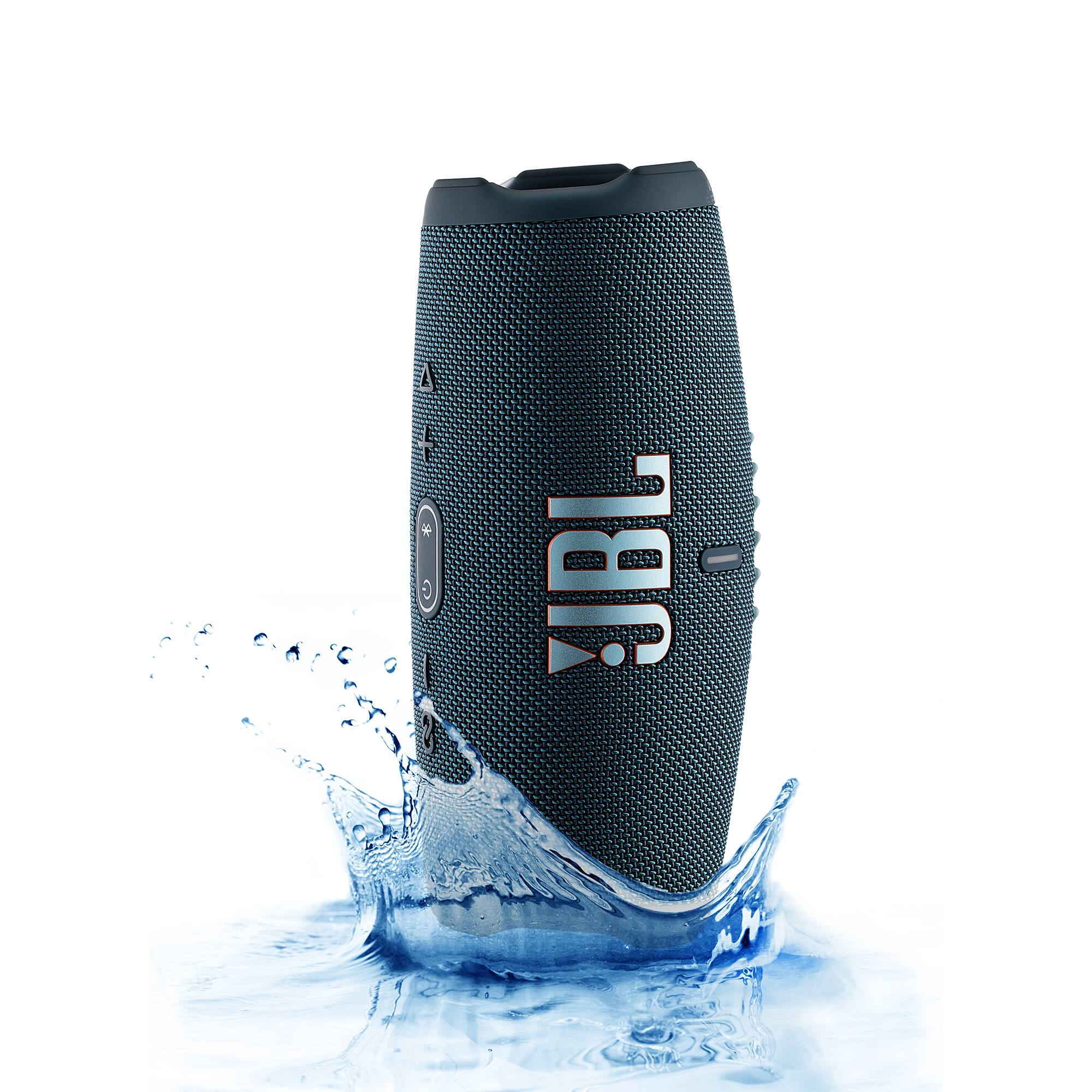 Alt View 5. JBL - JBL Charge 5 Portable Wireless Bluetooth Speaker with IP67 Waterproof with Case (Blue) - Blue.