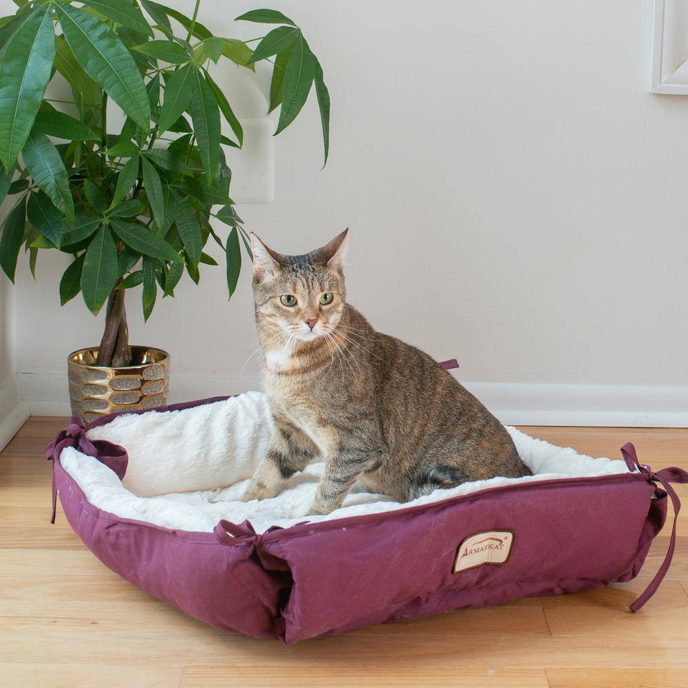 Alt View 1. Armarkat - Pet Bed Burgundy - Red.