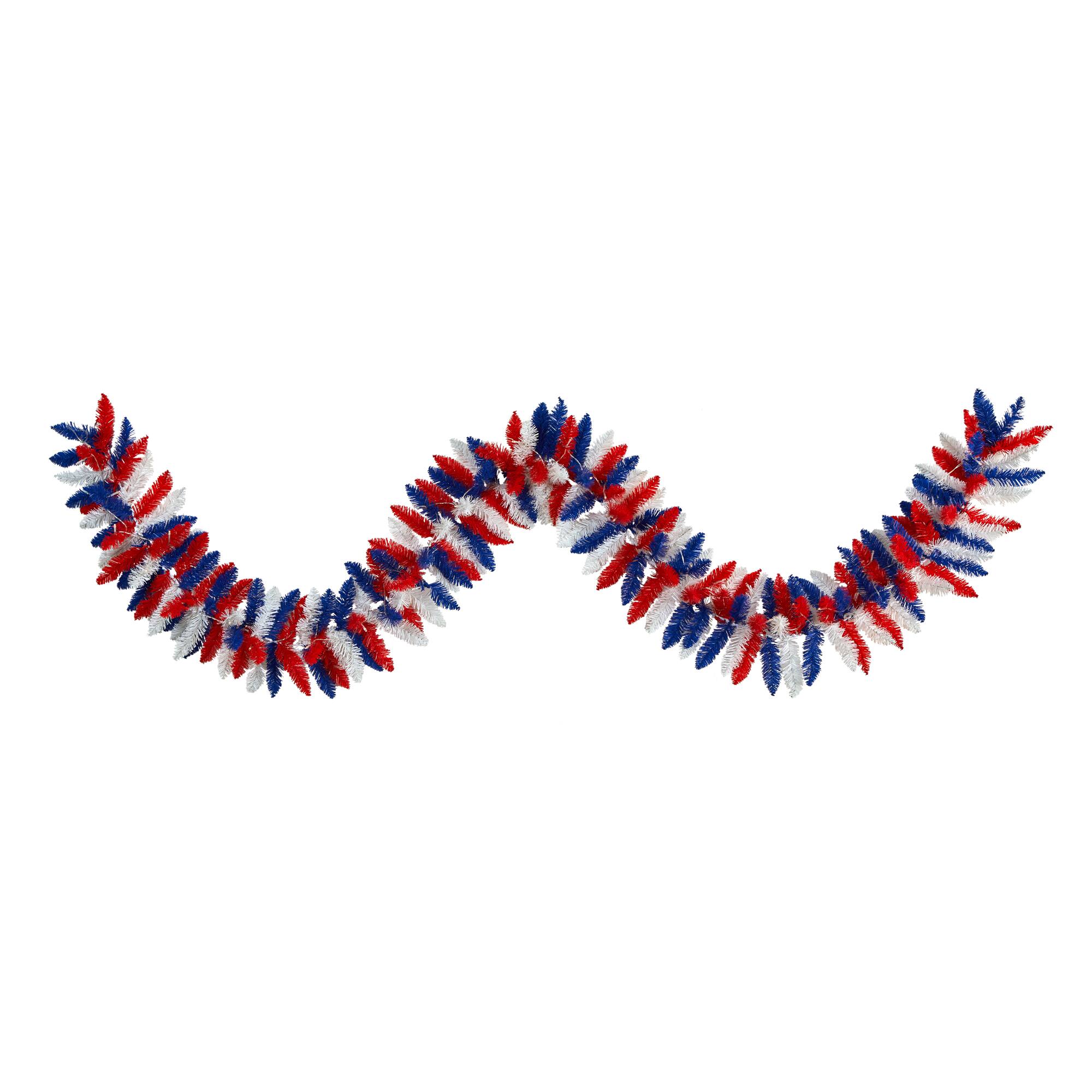 Left. BreeBe - 9 Ft. Patriotic Garland with 50 LED Lights - Multi.