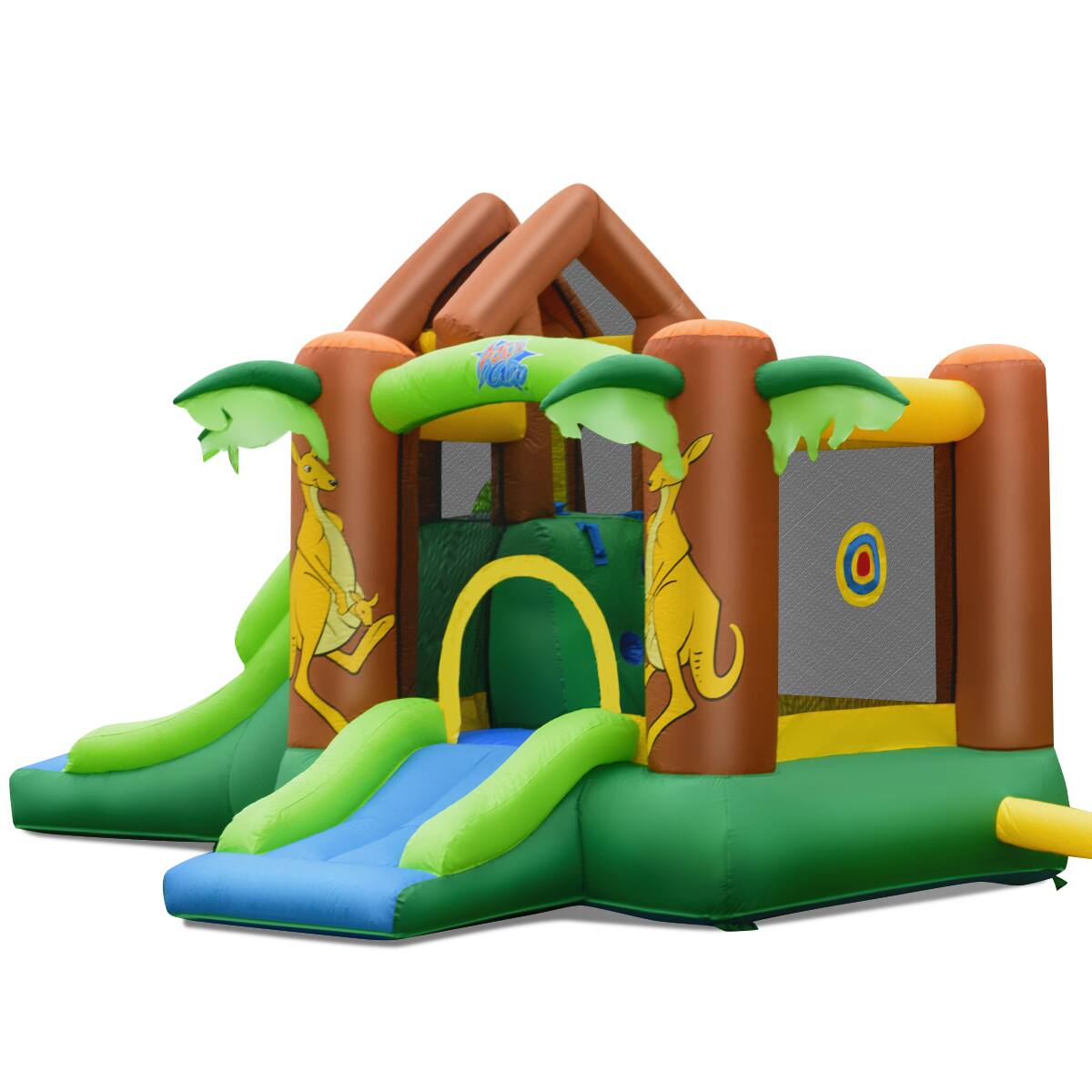 Alt View 4. Gymax - Gymax Inflatable Bounce House Jungle Jumping Bouncer Double Slides Park w/ Blower.