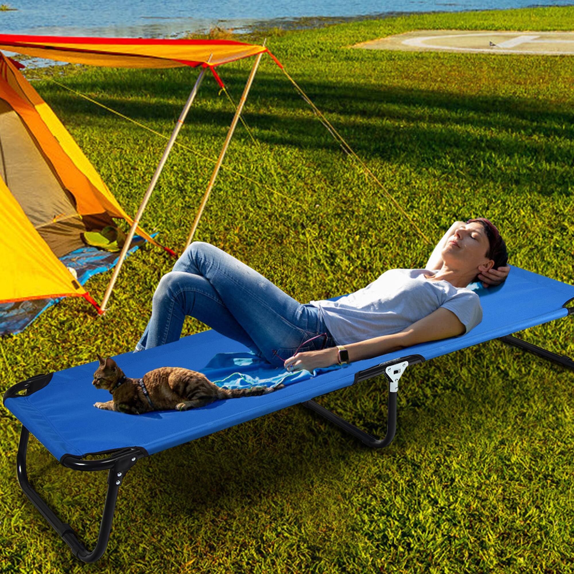 Alt View 2. Gymax - Gymax Blue Folding Camping Bed Outdoor Military Cot Sleeping - Blue.