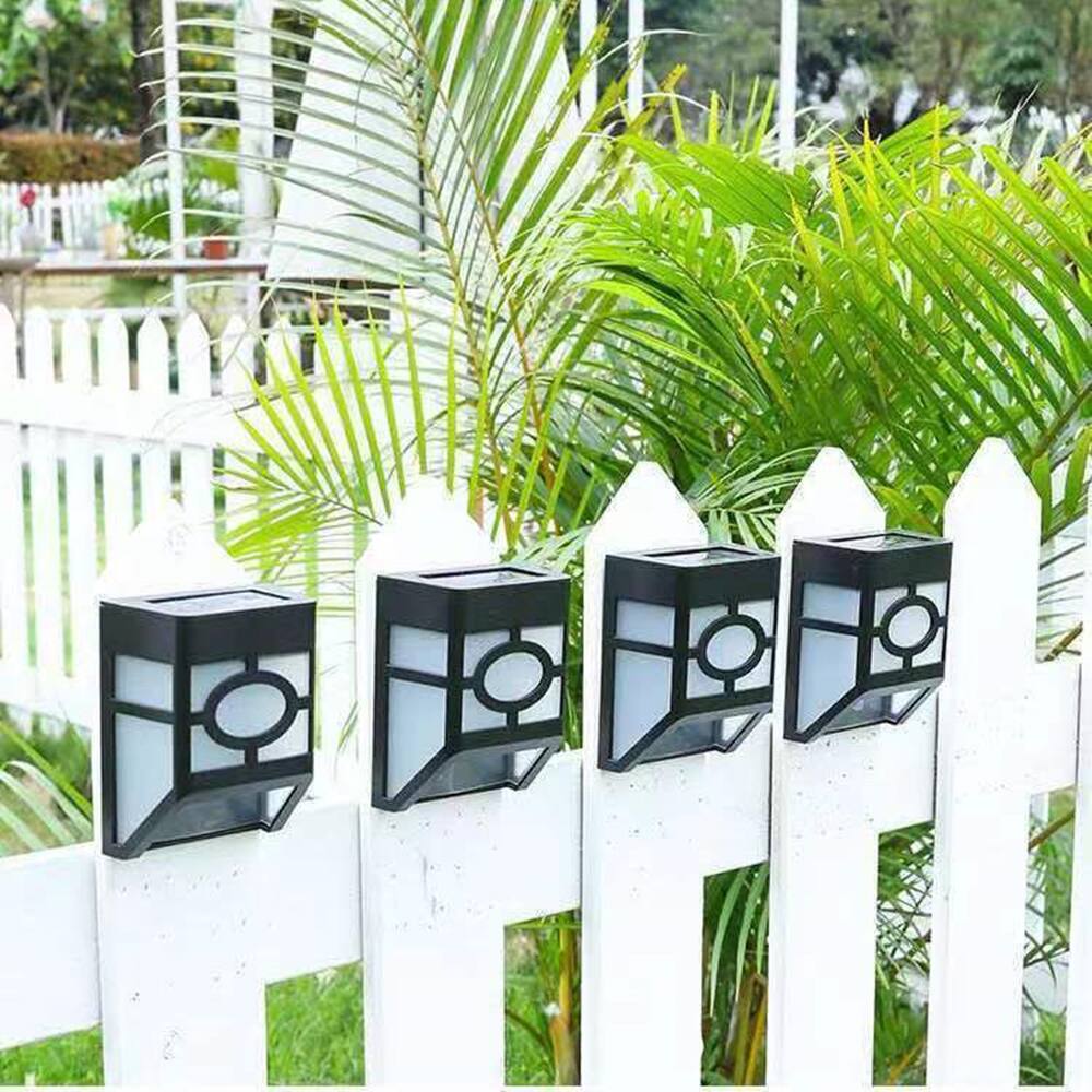 Alt View 1. Oumilen - 8 Pack Vintage Solar Wall Mount Lights – Cool White 2-LED Outdoor Solar Fence Lamp for Patio Deck.