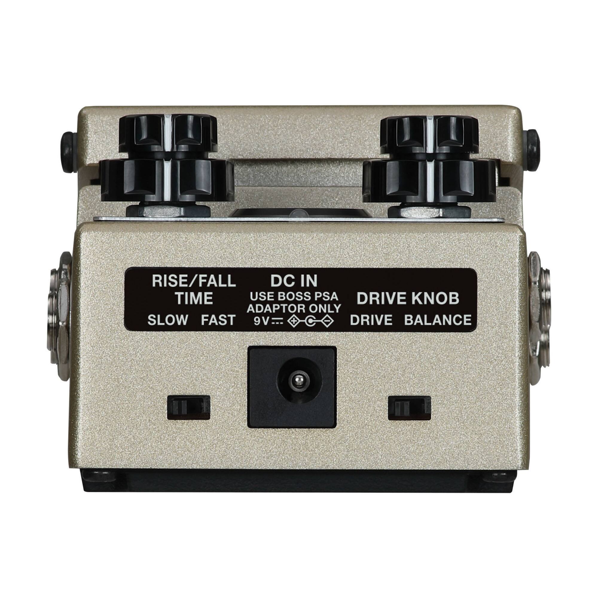RISE/FALL TIME  
DC IN  
USE BOSS PSA ADAPTOR ONLY  
DRIVE KNOB  
SLOW FAST  
9V  
DRIVE BALANCE