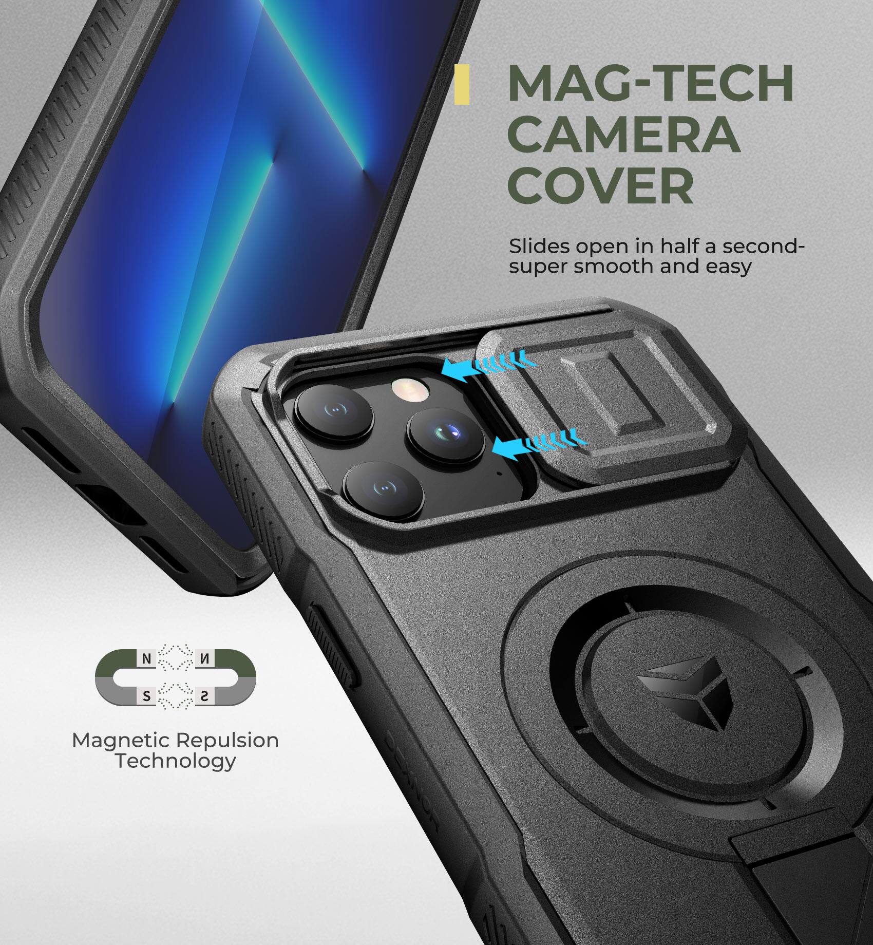 MAG-TECH CAMERA COVER Slides open in half a second- super smooth and easy

Magnetic Repulsion Technology