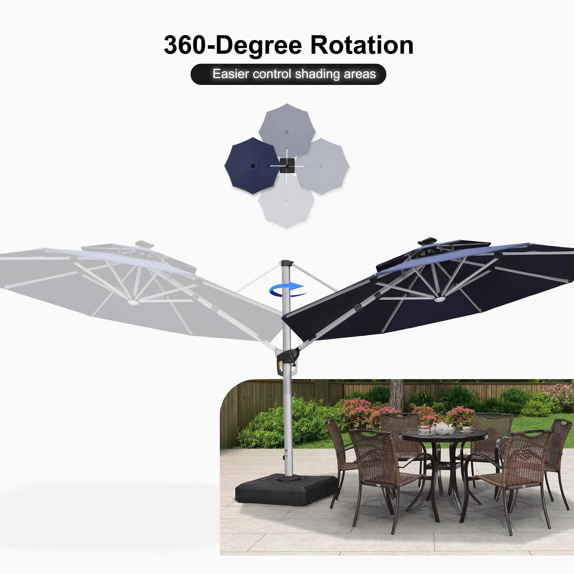 360-Degree Rotation  
Easier control shading areas