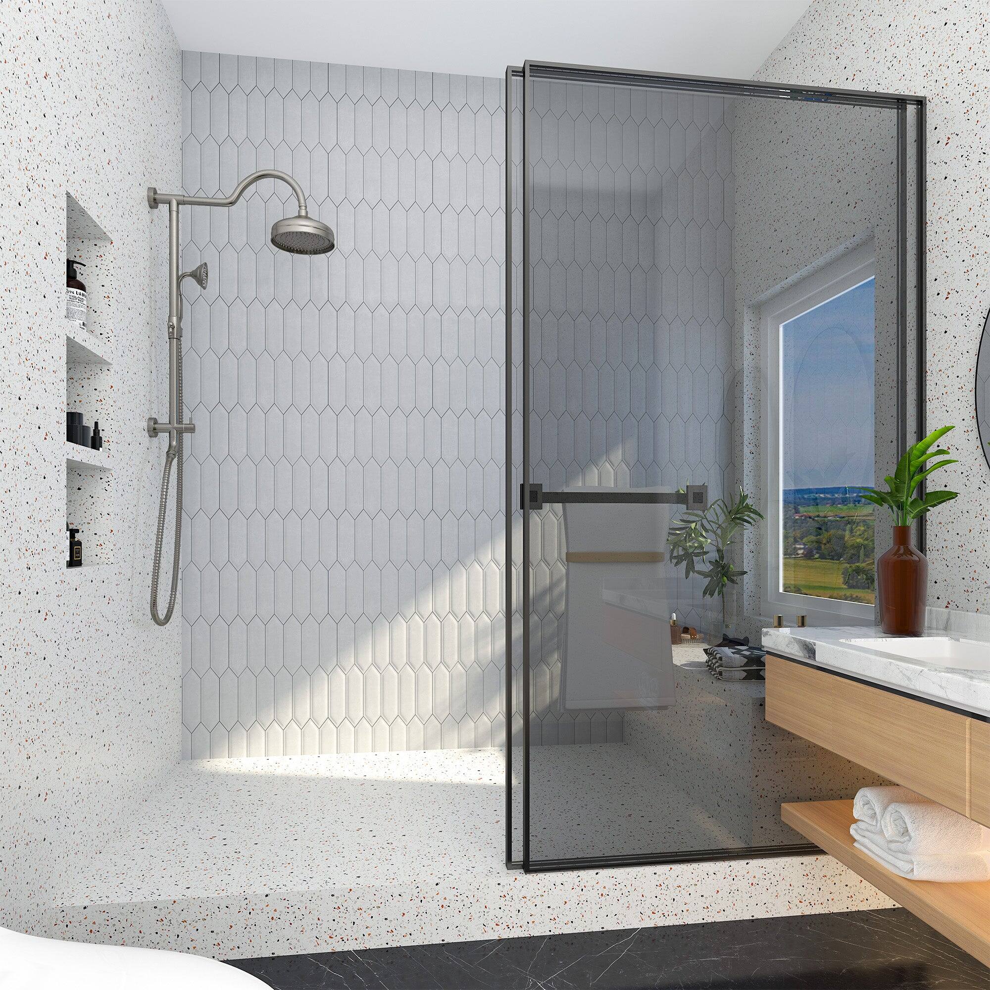 Alt View 4. Boyel Living - 1-Spray Patterns with 2.5 GPM 8 in. Wall Mount Dual Shower Heads in Brushed Nickel (Valve Not Included) - Brushed Nickel.