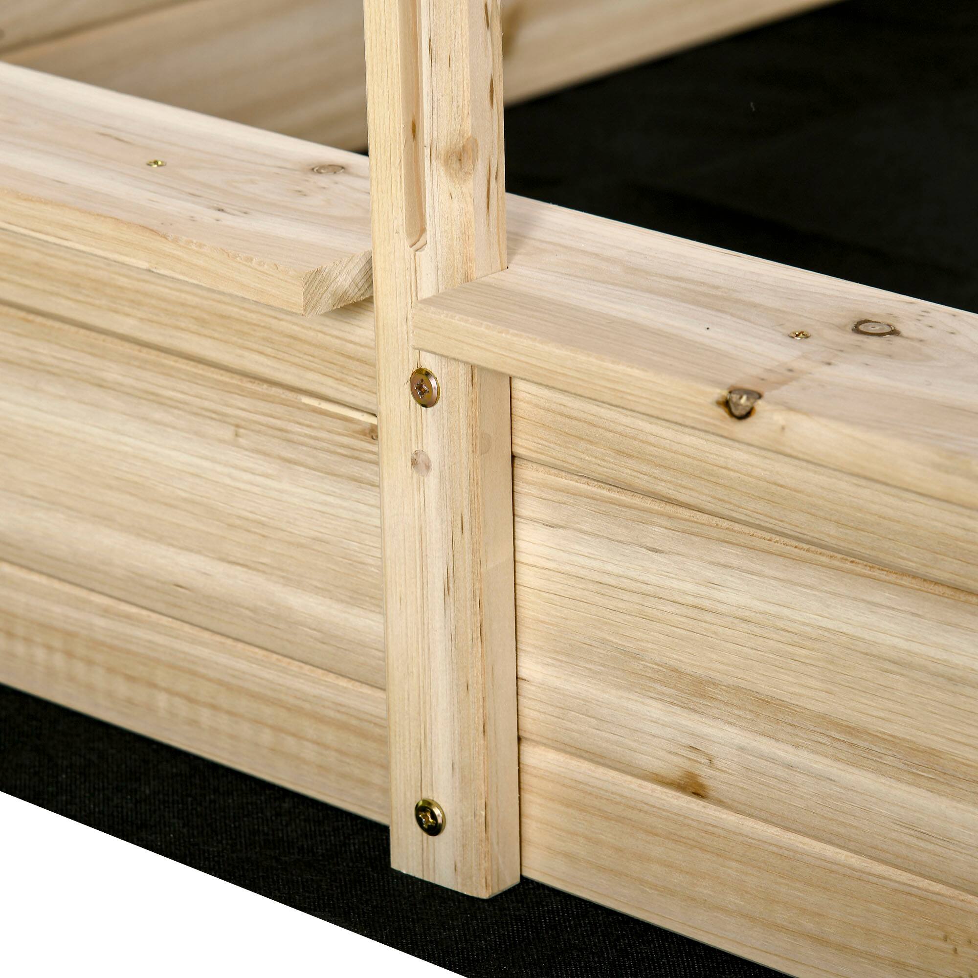 Alt View 4. Outsunny - Kids Wooden Sandbox, Covered Children Sand Playset Outdoor, w/ Adjustable Canopy Shade, Bottom Liner.