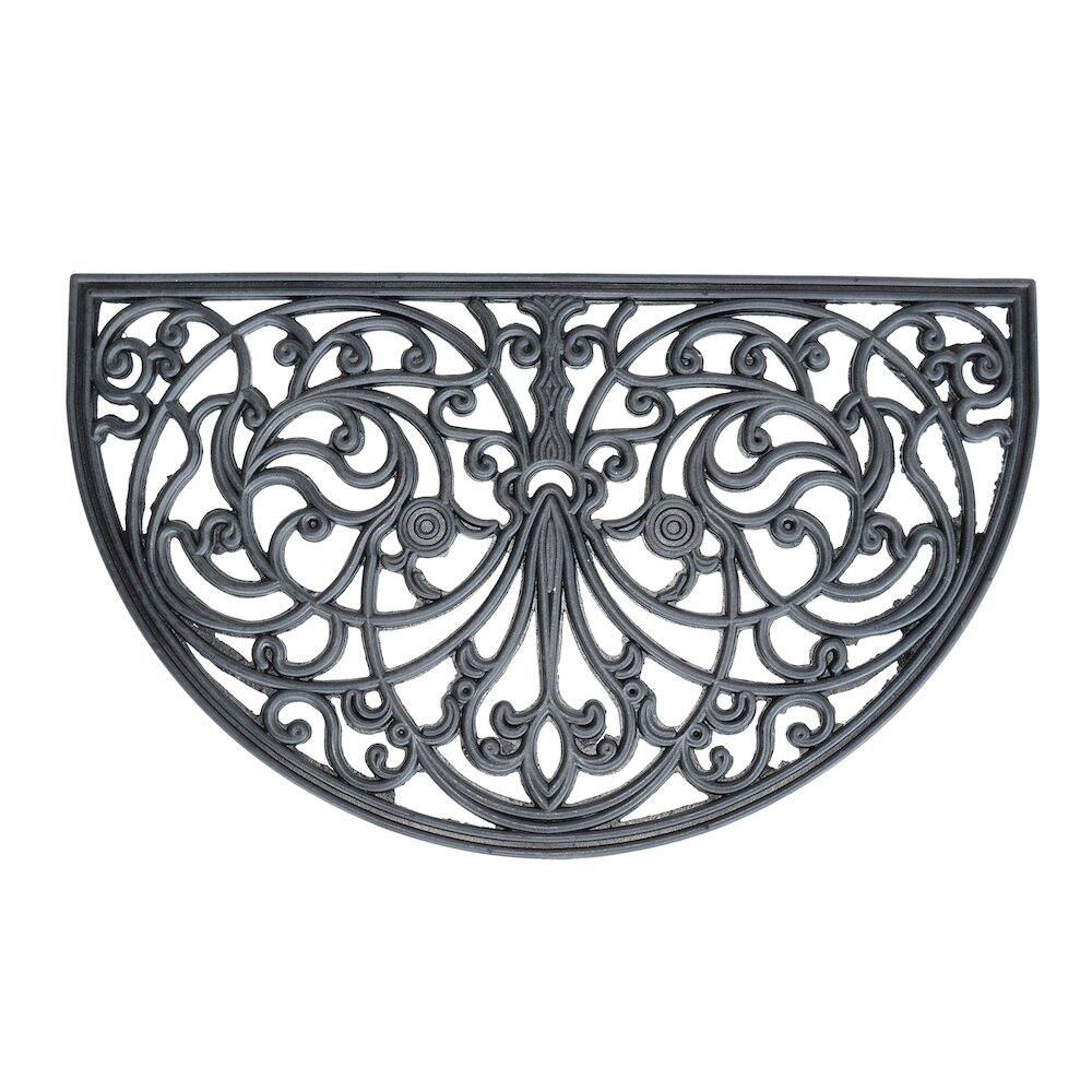 Front. AmeriHome - AmeriHome Arc Shape Decorative Scrollwork Rubber Entry Mat 18 in. x 30 in. 2 Piece Set - Black.