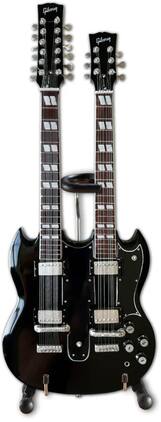 Guns N' Roses - Axe Heaven Slash Gibson 1966 EDS-1275 Doubleneck Aged Black Mini Electric Guitar - Collectibles - Multicolor