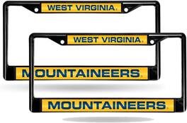 Rico Industries - West Virginia UVW Mountaineers Black Metal (Set of 2) Laser Cut License Plate Frame Set - Multi