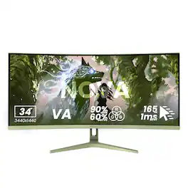 Arozzi - – Nova 34" Curved VA UWQHD 165Hz Gaming Monitor – - Forest Green