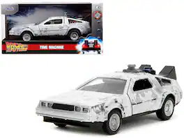 Jada - DMC DeLorean Time Machine Brushed Metal (Frost Version) "Back to the Future" (1985) Movie "Hollywood Rides" Series 1/32 - Gray