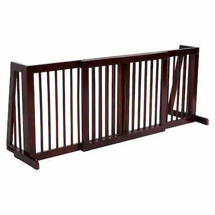 Front. Gymax - Gymax Folding Adjustable 3 Panel Wood Pet Dog Slide Gate Safety Fence.