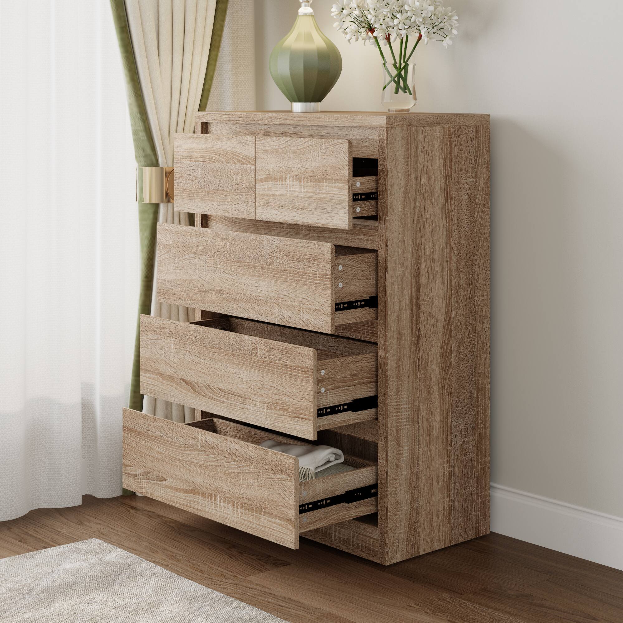 Alt View 2. Famapy - Famapy NFC - Locked Nightstand: Hidden Storage & Anti - Tipping Safety - Wooden.