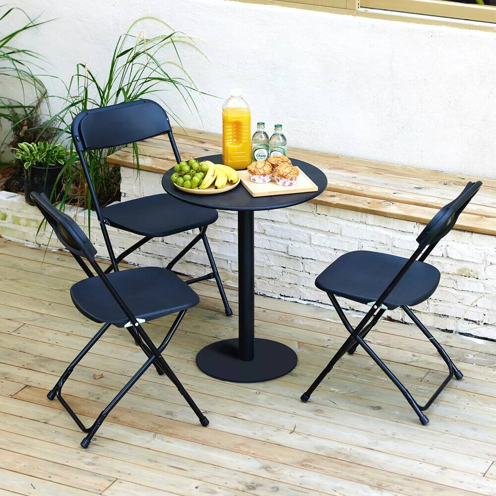 Alt View 5. Essen Blissed - 2 PCS Plastic Folding Chair, Folding Chair for Wedding Party Outdoor Indoor, Stackable Folding Chairs Black - Black.
